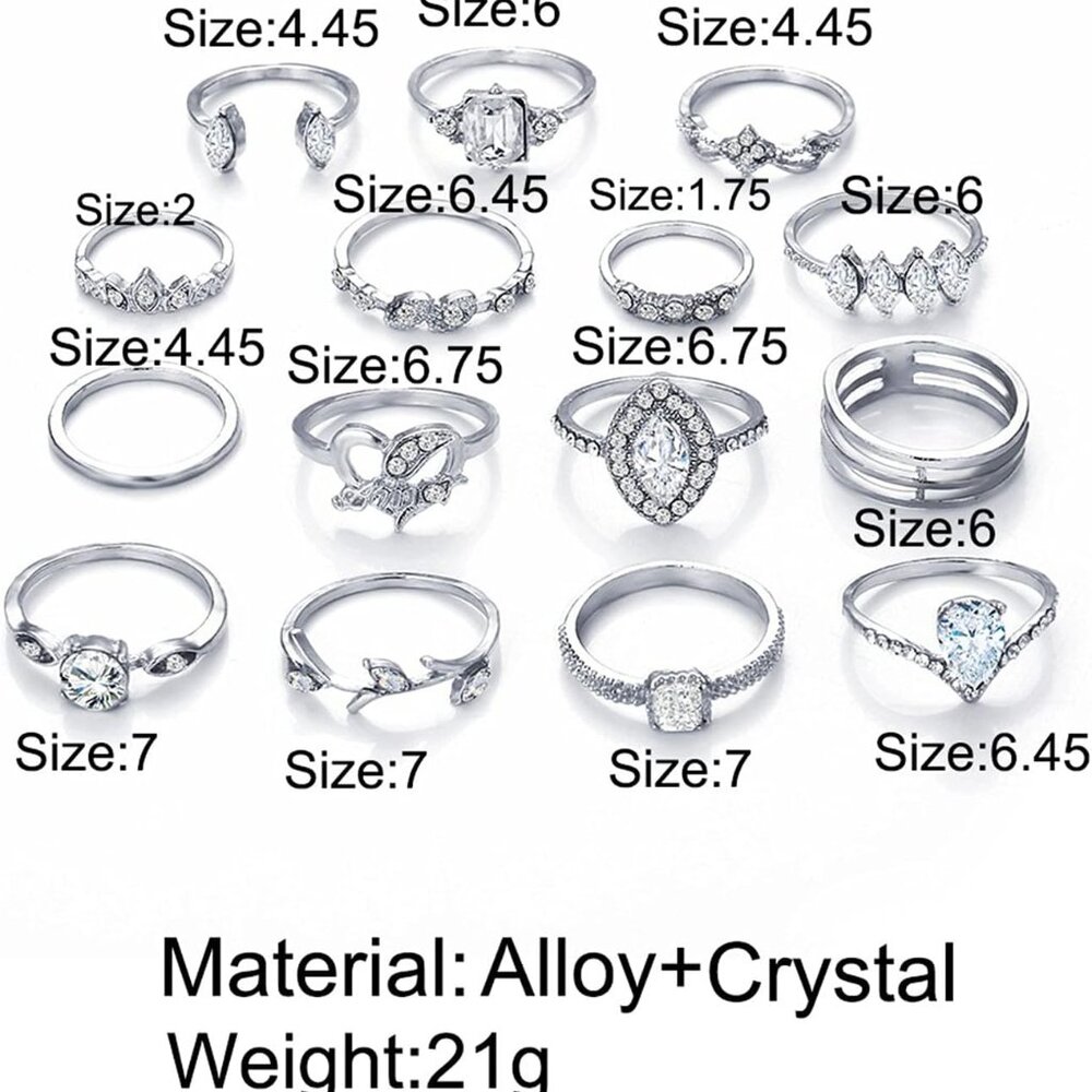 Stylish 9-15pcs Stackable Rings Set For Women Vin… - image 5